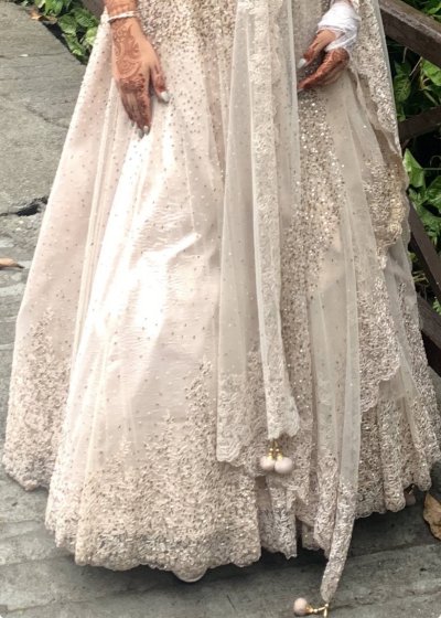 Beige Beaded Lehenga