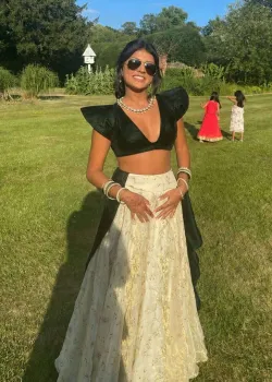 Emerald Green Velvet Lehenga - hover