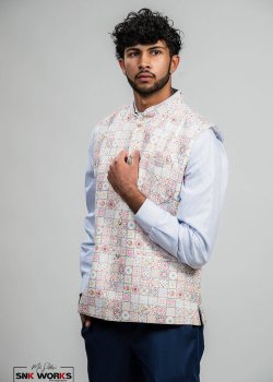 Ivory Mosaic Threadwork Vest