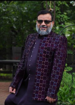 Purple Checkered Velvet Jacket Set - hover