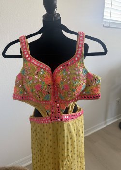 Yellow Mirrorwork Jumpsuit