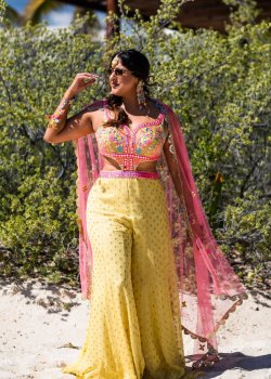 Yellow Mirrorwork Jumpsuit