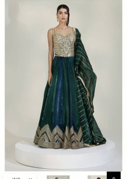 Green Mirrorwork Lehenga