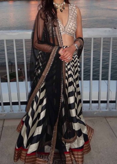 Black and White Chevron Lehenga