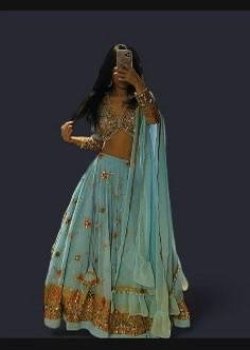 Sky Blue Embroidered Lehenga - hover