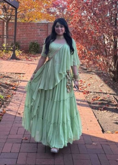 Sage Green Ruffled Lehenga
