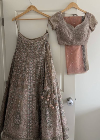 Mauve Taupe Embellished Lehenga