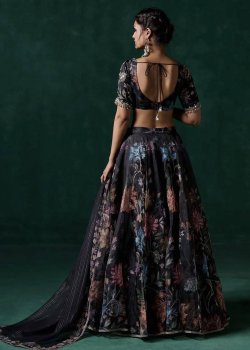 Black Floral Lehenga - hover