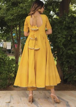 Yellow Cotton Anarkali - hover