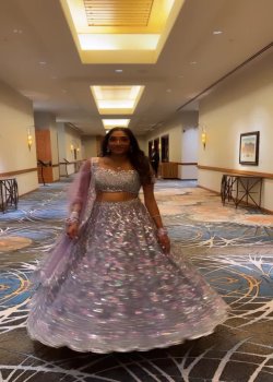 Ice Lavender Floral Lehenga - hover