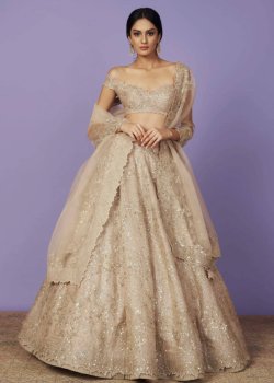 Gold Sequin Off-Shoulder Lehenga