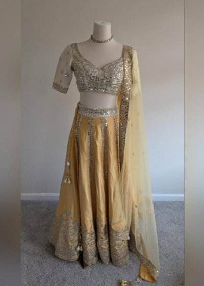 New Ivory and Yellow Embellished Lehenga