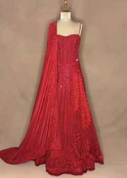 New Red Embellished Corset Lehenga