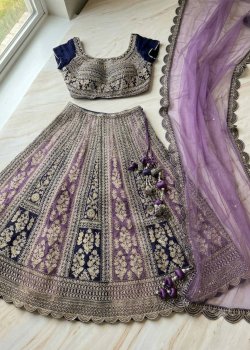 Navy Brocade Lehenga