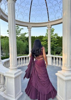 Purple Pre-pleated Lehenga - hover