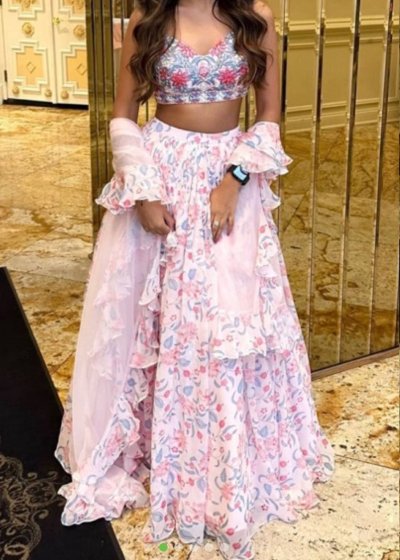 Pink Floral Lehenga