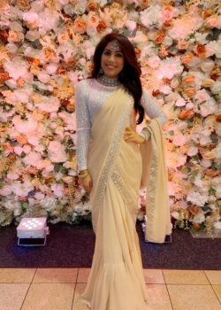 Beige Embellished Sari