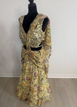 Yellow Floral Sari - hover