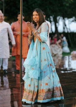 Sky Blue Embroidered Lehenga