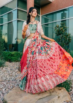 Short Blazer Mirrorwork Lehenga