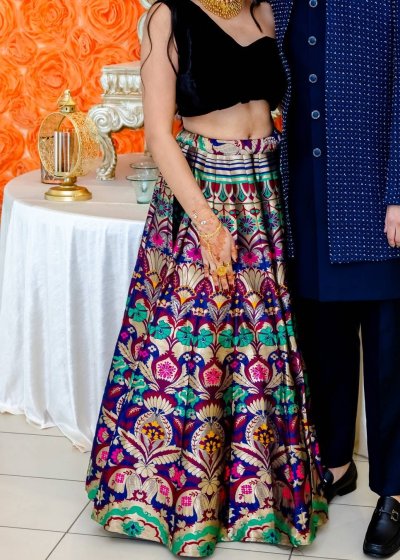 Multicolor Banarasi Silk Lehenga