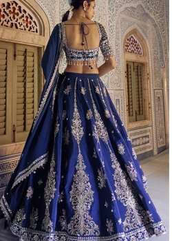 Navy Embellished Lehenga - hover