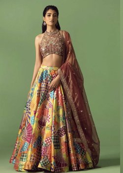 Multicolor Geometric Print Lehenga