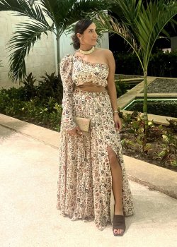 Ivory Floral Skirt Set