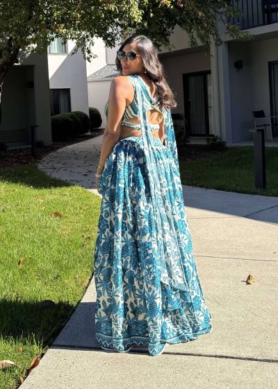 Blue Floral Lehenga