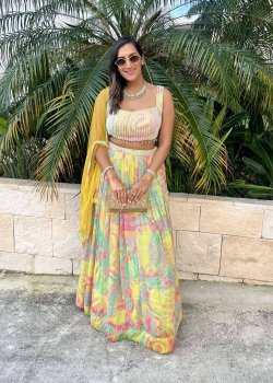 Yellow Tropical Print Lehenga