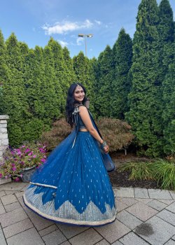 Teal Embellished Lehenga - hover