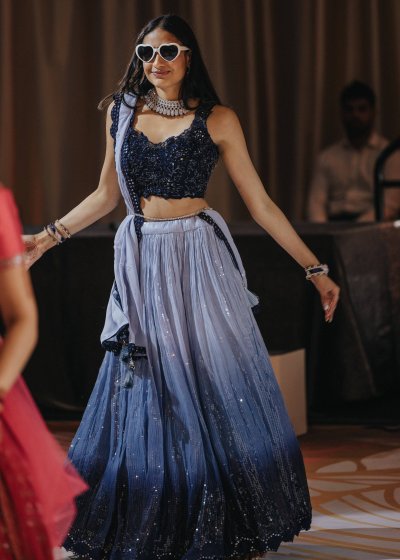 Blue Ombre Sequin Lehenga
