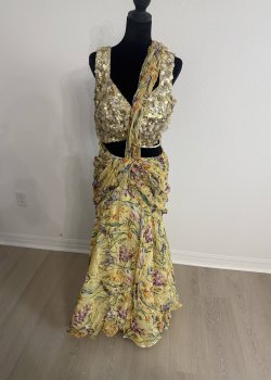 Yellow Floral Sari