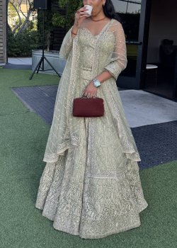 Sage Green Embroidered Lehenga