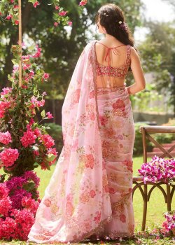 Pink Floral Sari