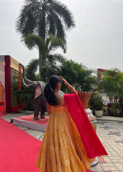 Yellow Paisley Print Anarkali