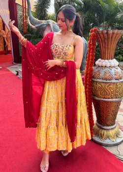 Yellow Paisley Print Anarkali