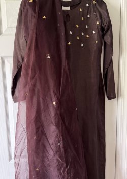 Brown Sequin Kurta Set - hover