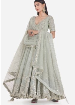 New Green Embellished Anarkali Set