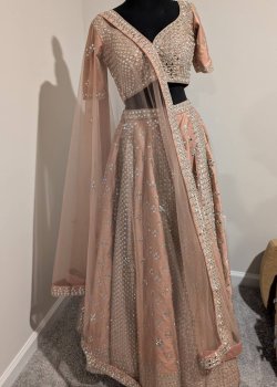 New Rose Gold Mirrorwork Lehenga