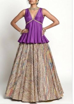 New Purple Peplum Lehenga - hover