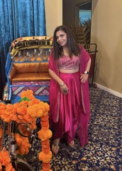 Rani Pink Asymmetrical Dhoti Cape Set - hover