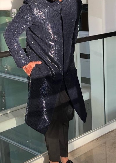 Navy Embroidered Sherwani Jacket