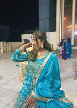 Teal Beaded Gharara Set - hover