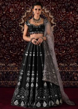 Black Embellished Lehenga - hover