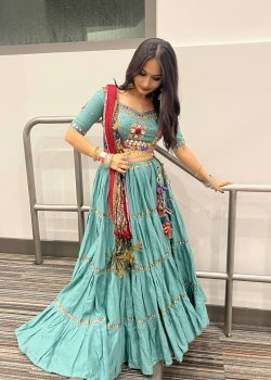 Teal Mirrorwork Lehenga