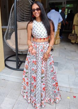 Ivory Floral Print Skirt Set