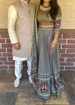 Chevron Printed Lehenga - hover