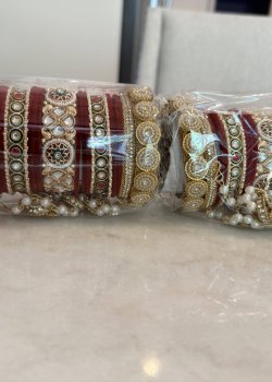 Red & Gold Bridal Kundan Bangle Set
