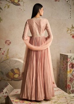 Blush Pink Hand-Embellished Anarkali - hover